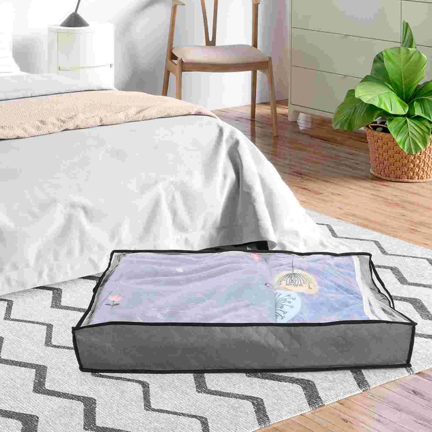 2Pcs under Bed Storage Bags Handles Clothes Storage Containers Closet Zippered Bags Clothing Closet Storage Quilts Clothings