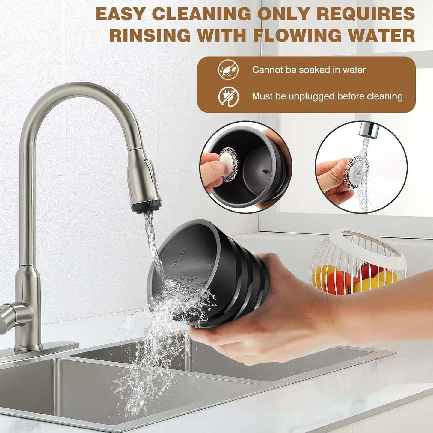 Electric Milk Frother Automatic Shut-Off Coffee Frother Hot and Cold Milk Frother Milk Warmer 600Ml