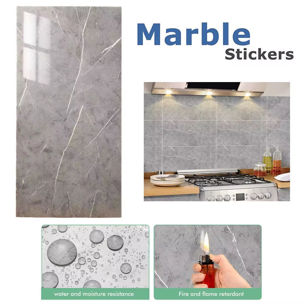 20PCS Self-Adhesive Grey Marble PVC Cladding Wall Panels for Kitchen Bathroom