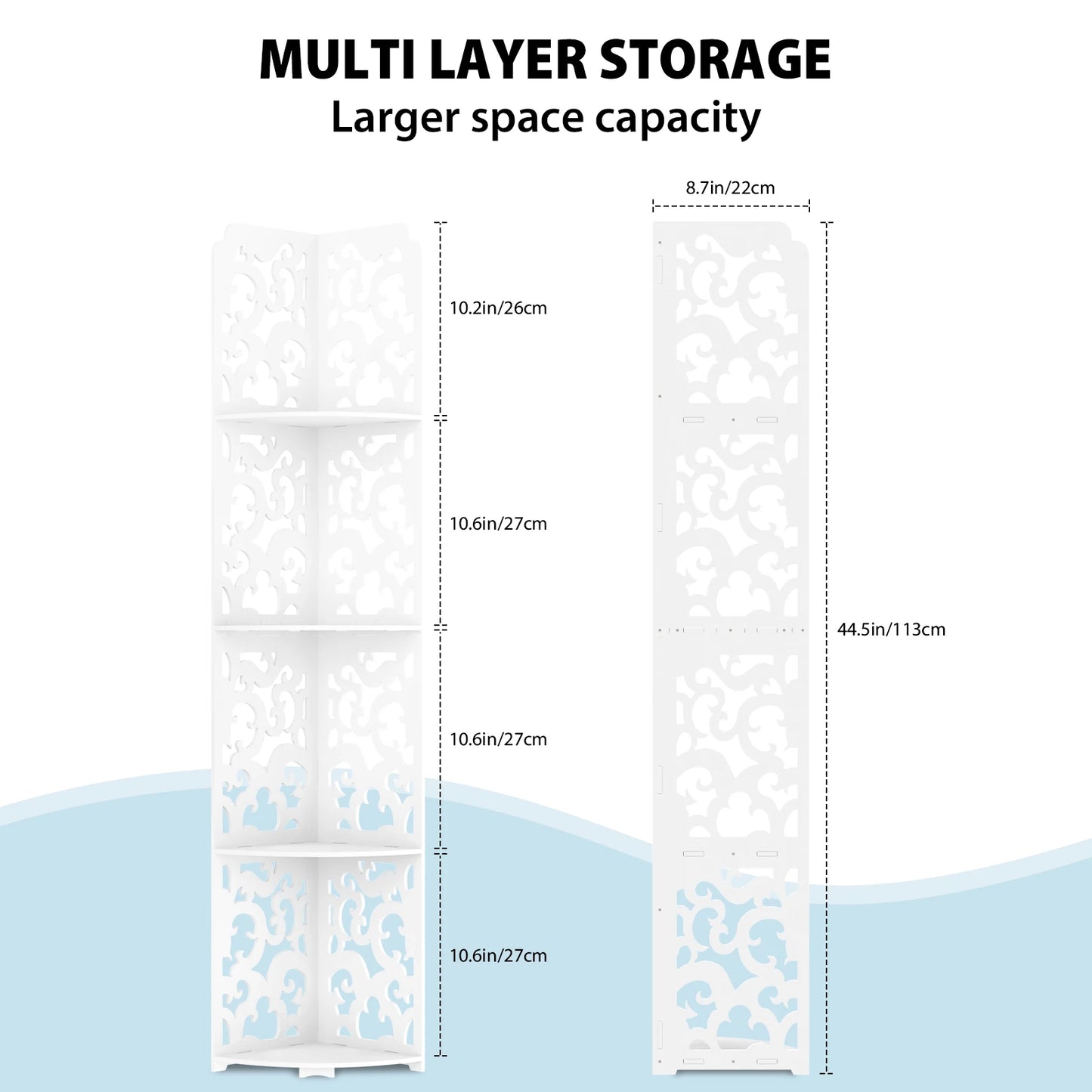 PVC Bathroom Cabinet, Storage Cabinet Unit, Free Standing Floor Cabinet for Living Room,Bedroom,Kitchen,Hallway, White