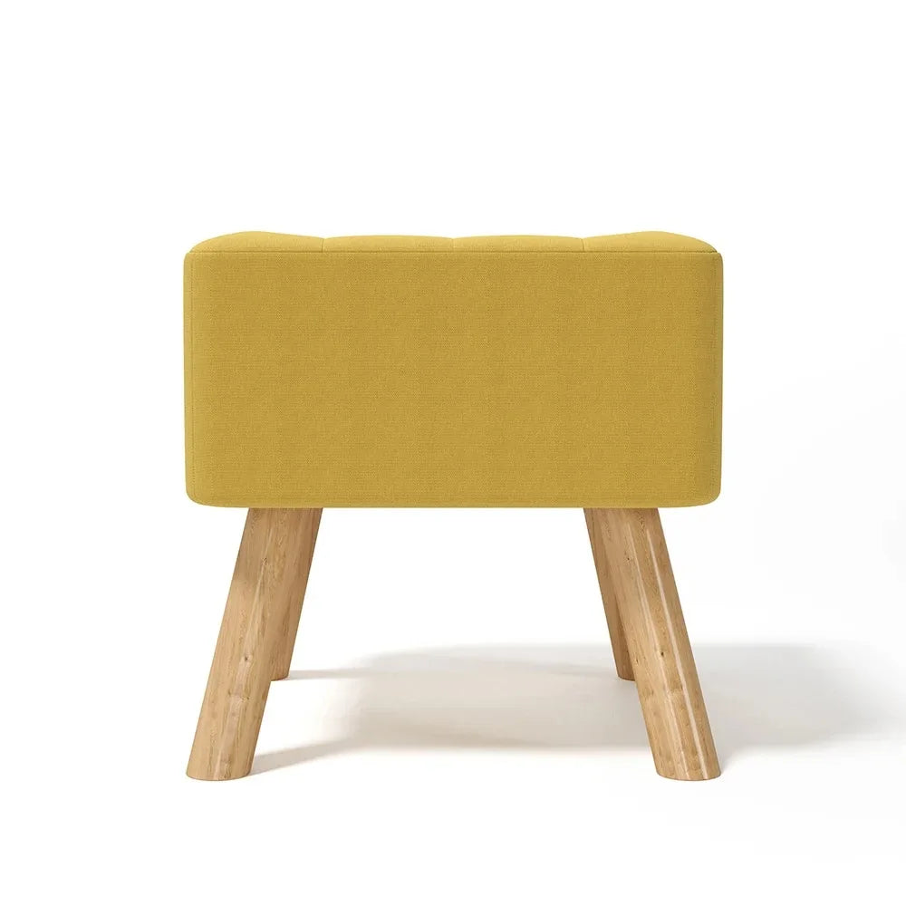 Linen Fabric Padded Household Multifunctional Wooden Leg Footstool