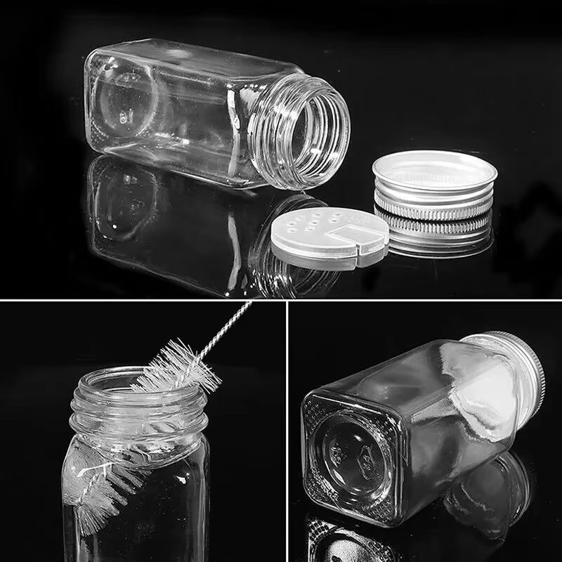 12Pc 120ML Bottle Glass Spice Bottle Jars Spice Jar Set Transparent Seasoning Storage Bottles Kitchen Salt Bottle