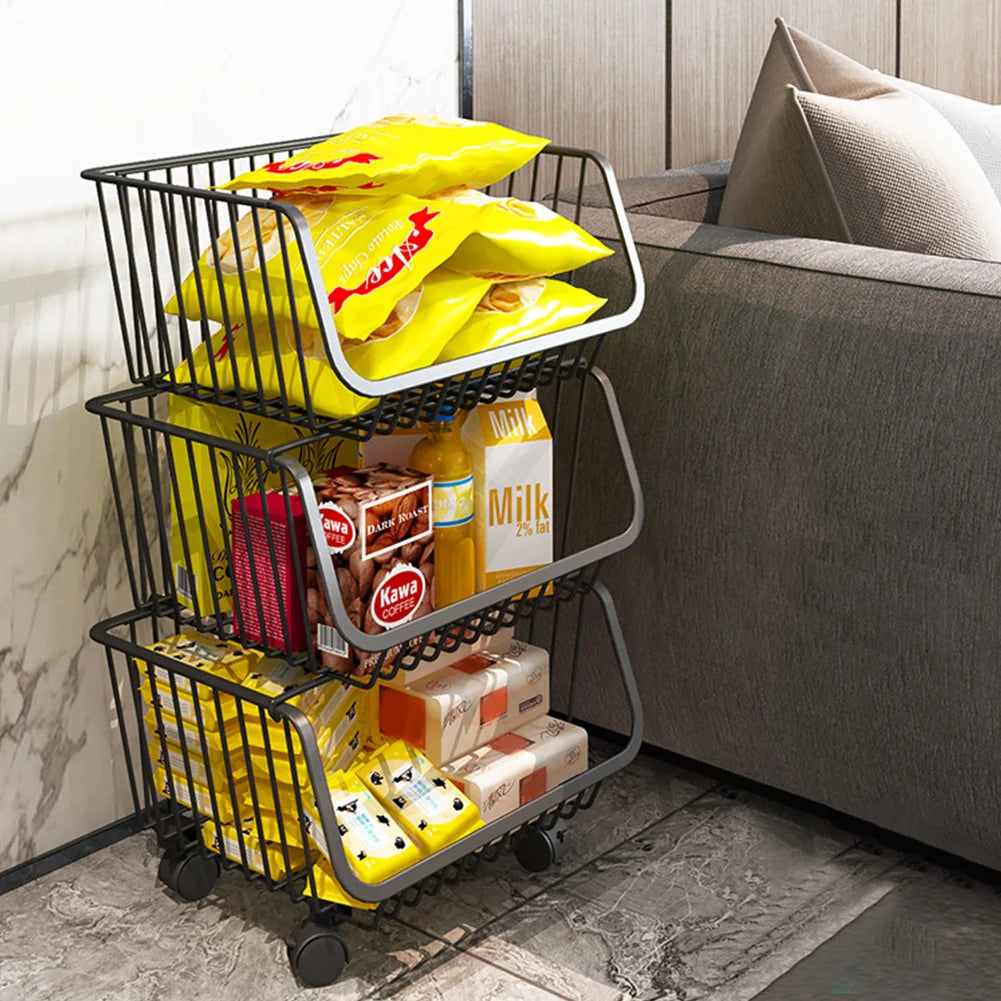 3 Tier Iron Wire Fruit Vegetable Basket Storage Unit
