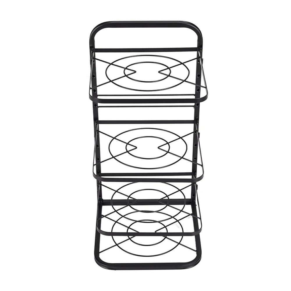 4-Tier Black Freestanding Kitchen Pot Rack Organizer, Heavy Duty Iron Adjustable Dividers Rust-Proof Storage Rack 26X26.5X52.5Cm