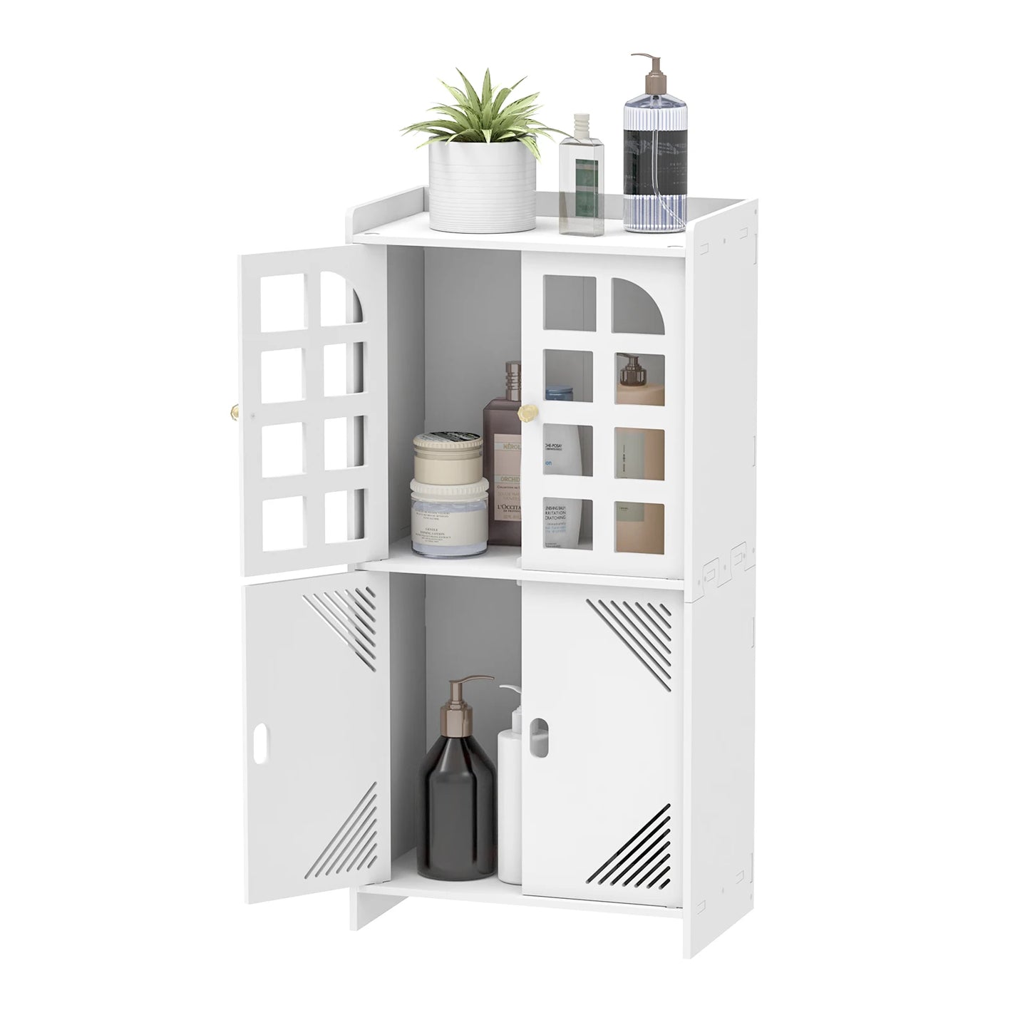 PVC Bathroom Cabinet, Storage Cabinet Unit, Free Standing Floor Cabinet for Living Room,Bedroom,Kitchen,Hallway, White