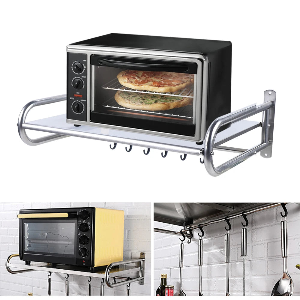 Kitchen Shelf 2KG Max Load 30KG Stainless Steel Sturdy Microwave Oven Shelf Wall-Mounted