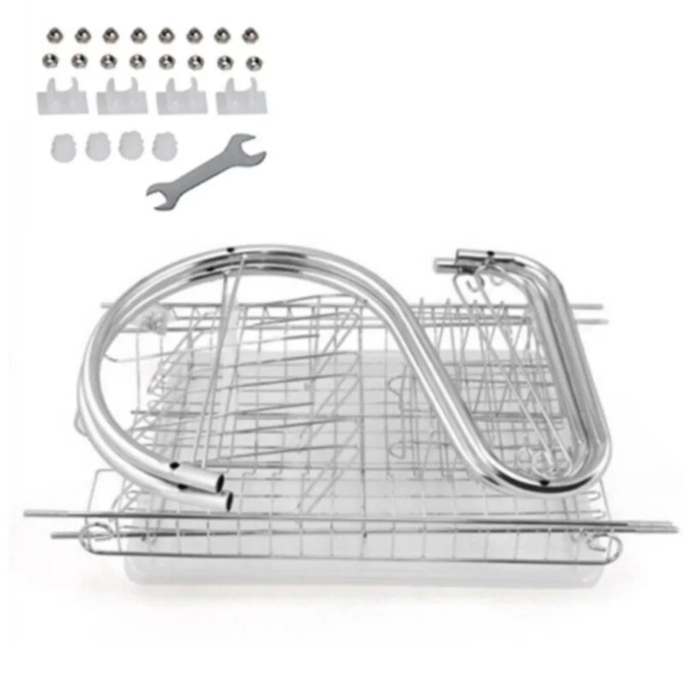 2 Tier Dish Drainer Rack with Drip Tray Kitchen Drying Rack Bowl Plate Holder UK