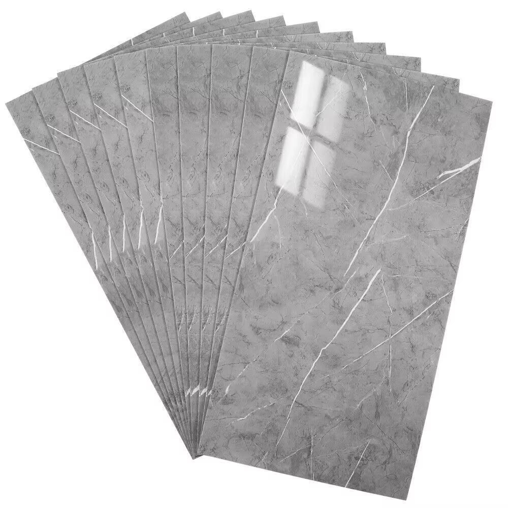 20PCS Self-Adhesive Grey Marble PVC Cladding Wall Panels for Kitchen Bathroom