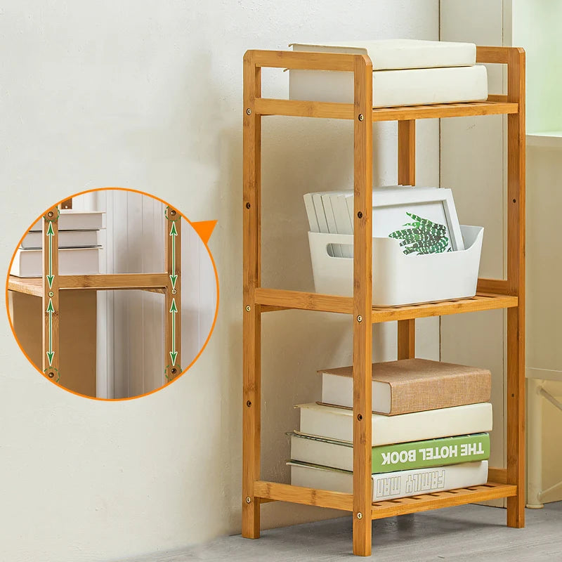 Tiered Bamboo Wood Book Storage Shelf Plant Stand Storage Shelf