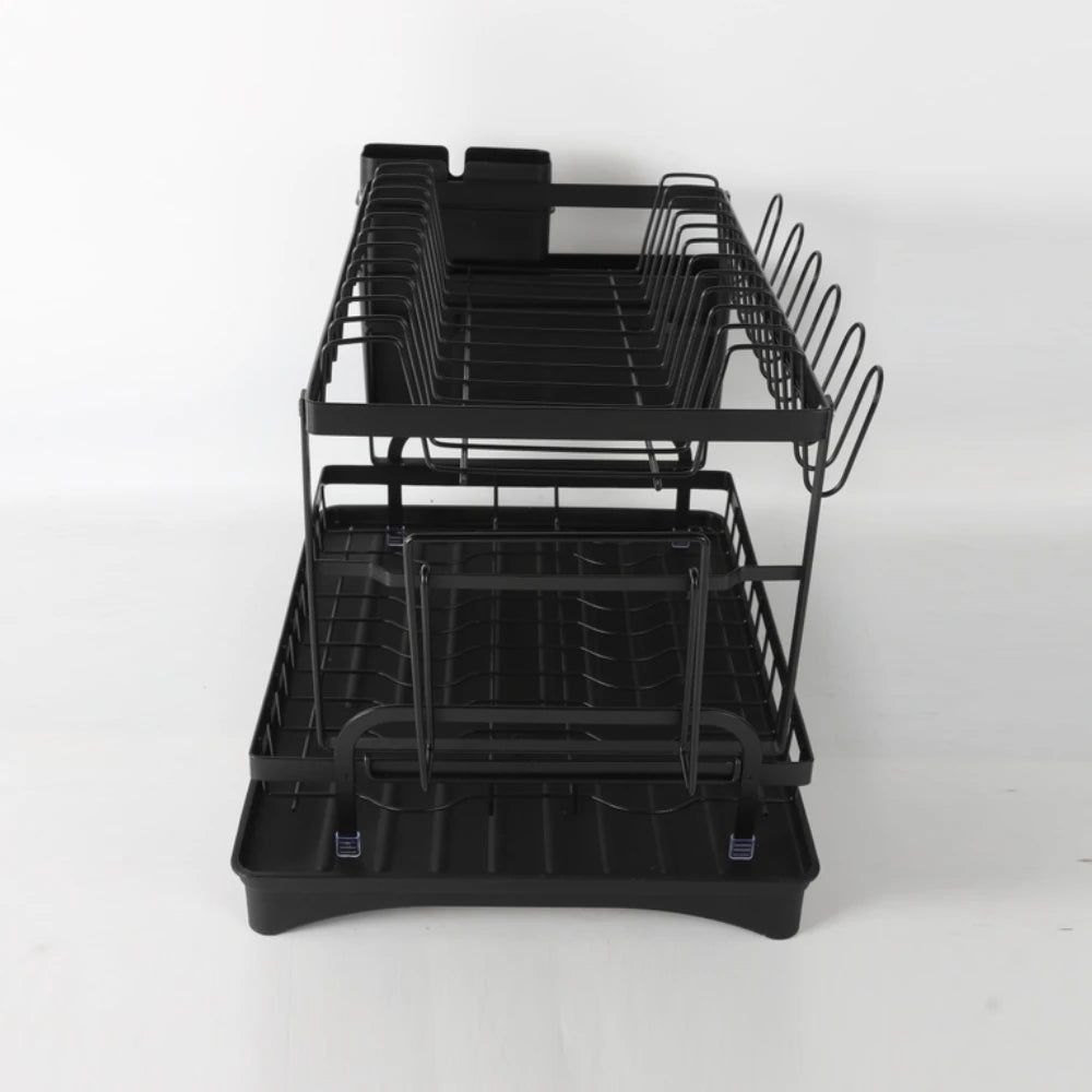 2 Tier Dish Drying Rack Dish Drainer Drying Rack with Drainer and Kitchen Countertop Utensil Holder Dish Drainer for Dish&Cup
