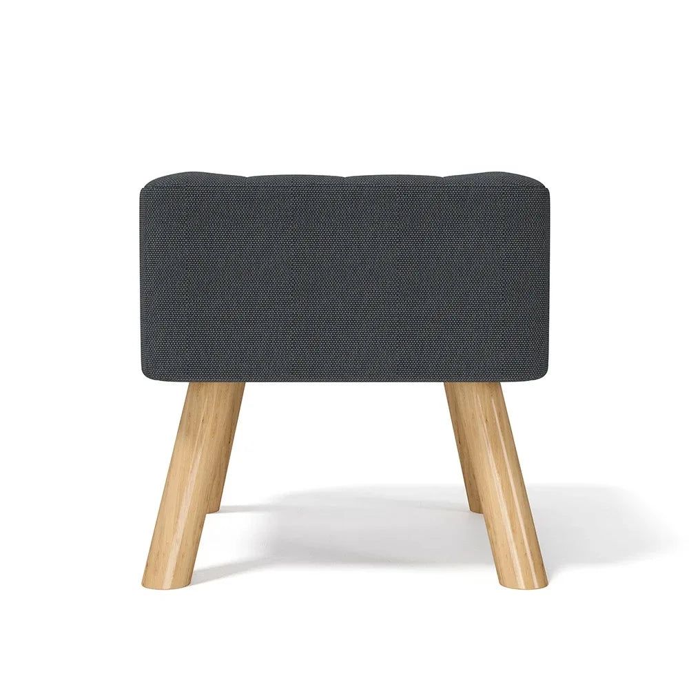 Linen Fabric Padded Household Multifunctional Wooden Leg Footstool