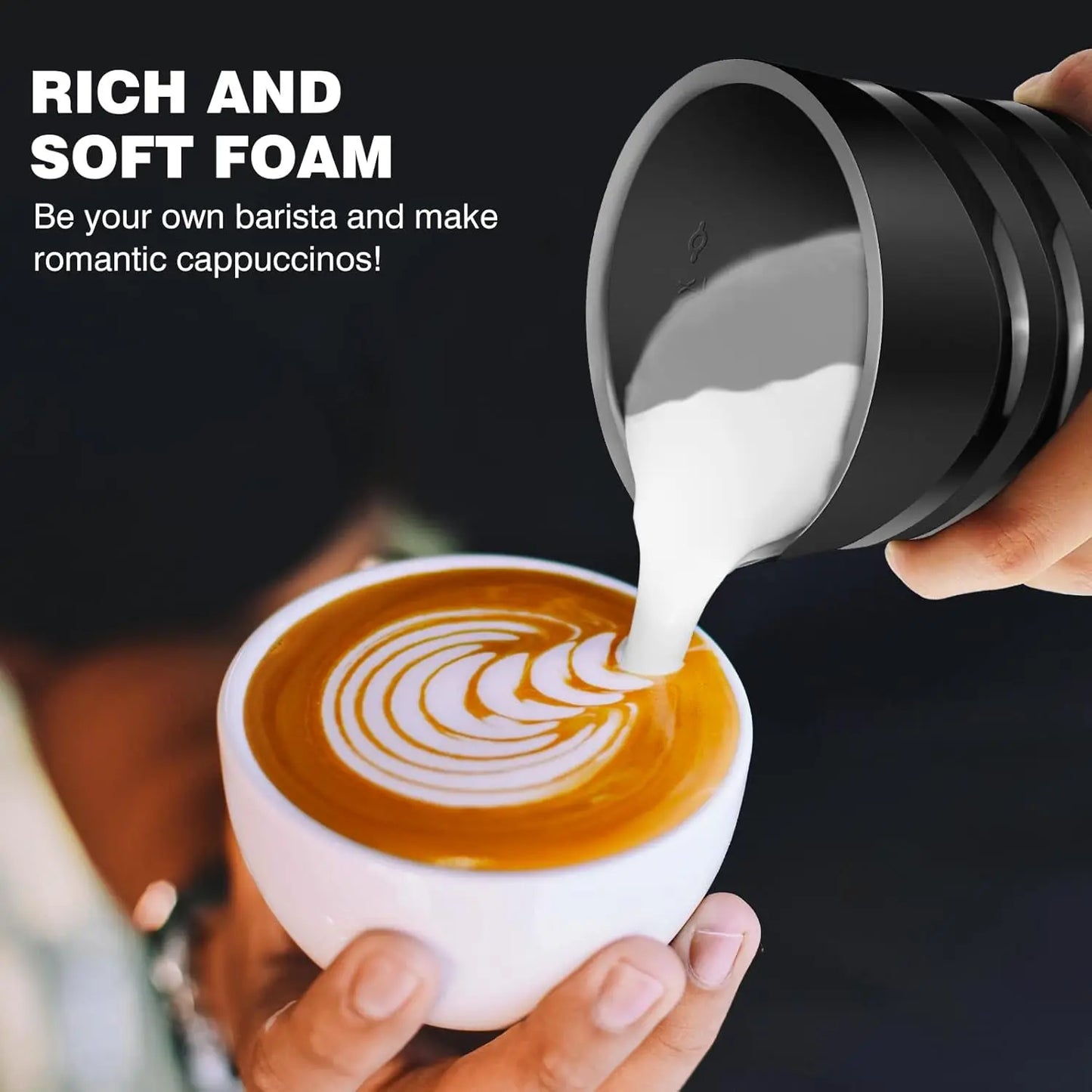 Electric Milk Frother Automatic Shut-Off Coffee Frother Hot and Cold Milk Frother Milk Warmer 600Ml