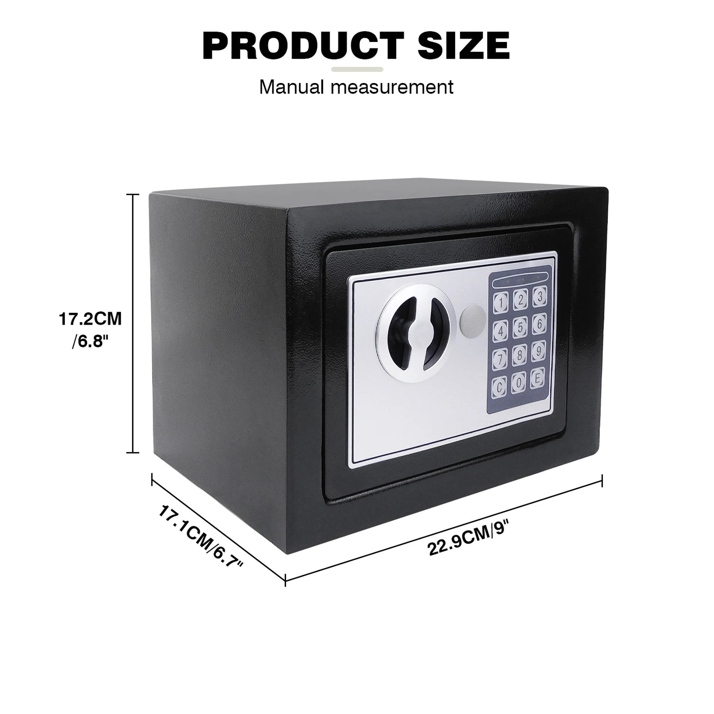 4.6L Digital Steel Electronic Security Box Safes Commercial Cash Money Cabinet with 2 Keys, Box for Office Hotel - Black