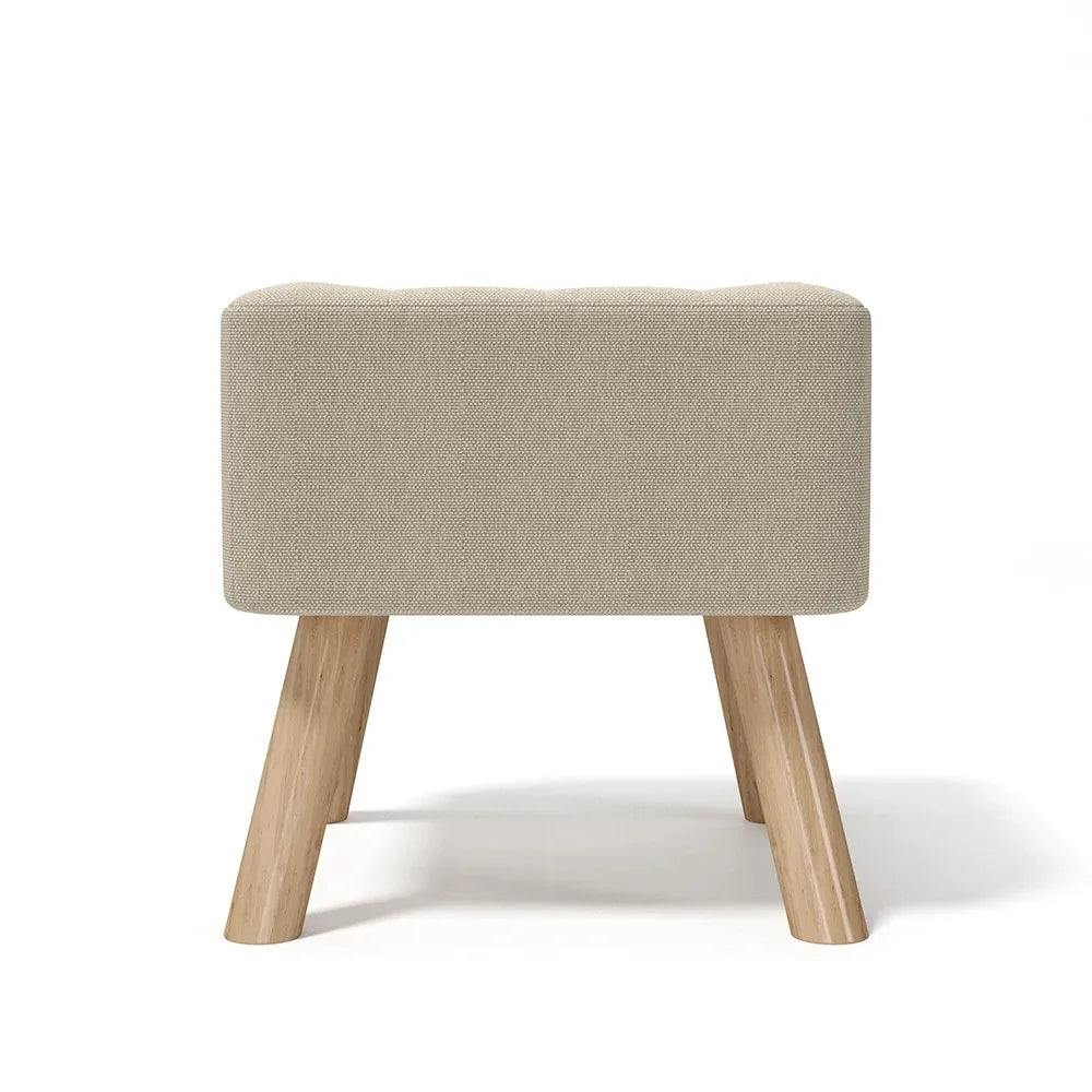 Linen Fabric Padded Household Multifunctional Wooden Leg Footstool