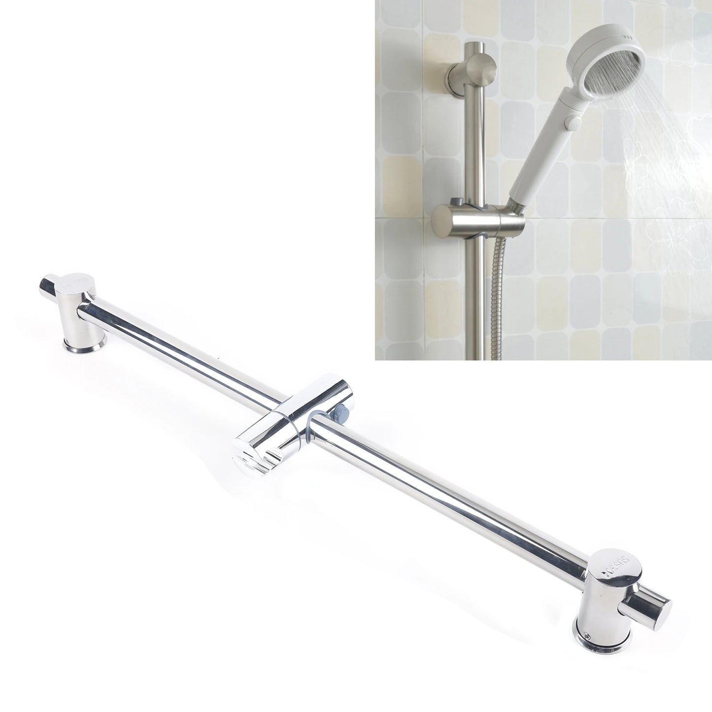 304 Stainless Steel Bathroom Tool 25.98 in Adjustable Sprinkler Lifting Rod Shower Slide Bar