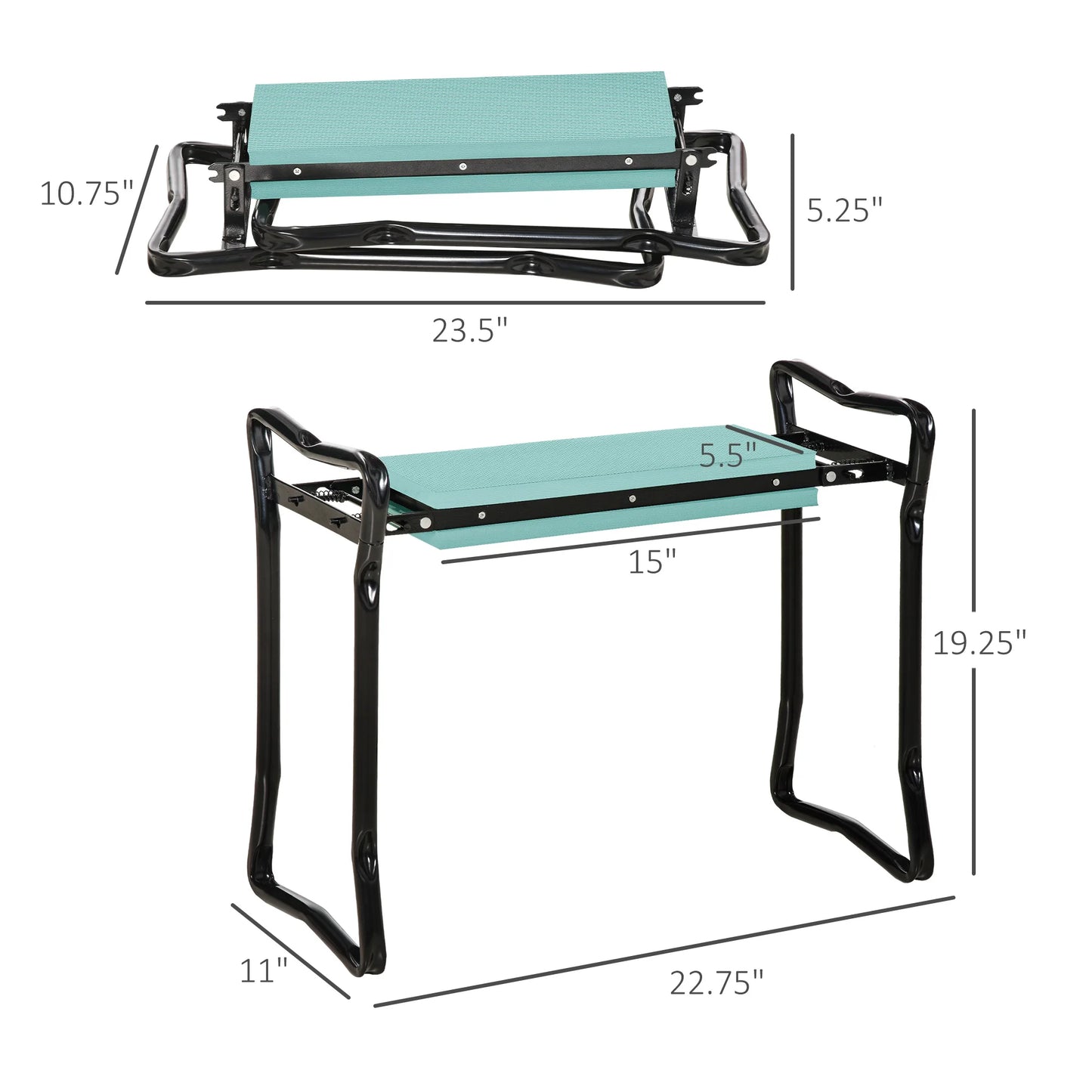 Garden Kneeler 2 in 1 Ergonomic Design Knee Pad Support Bench Foldable, Green