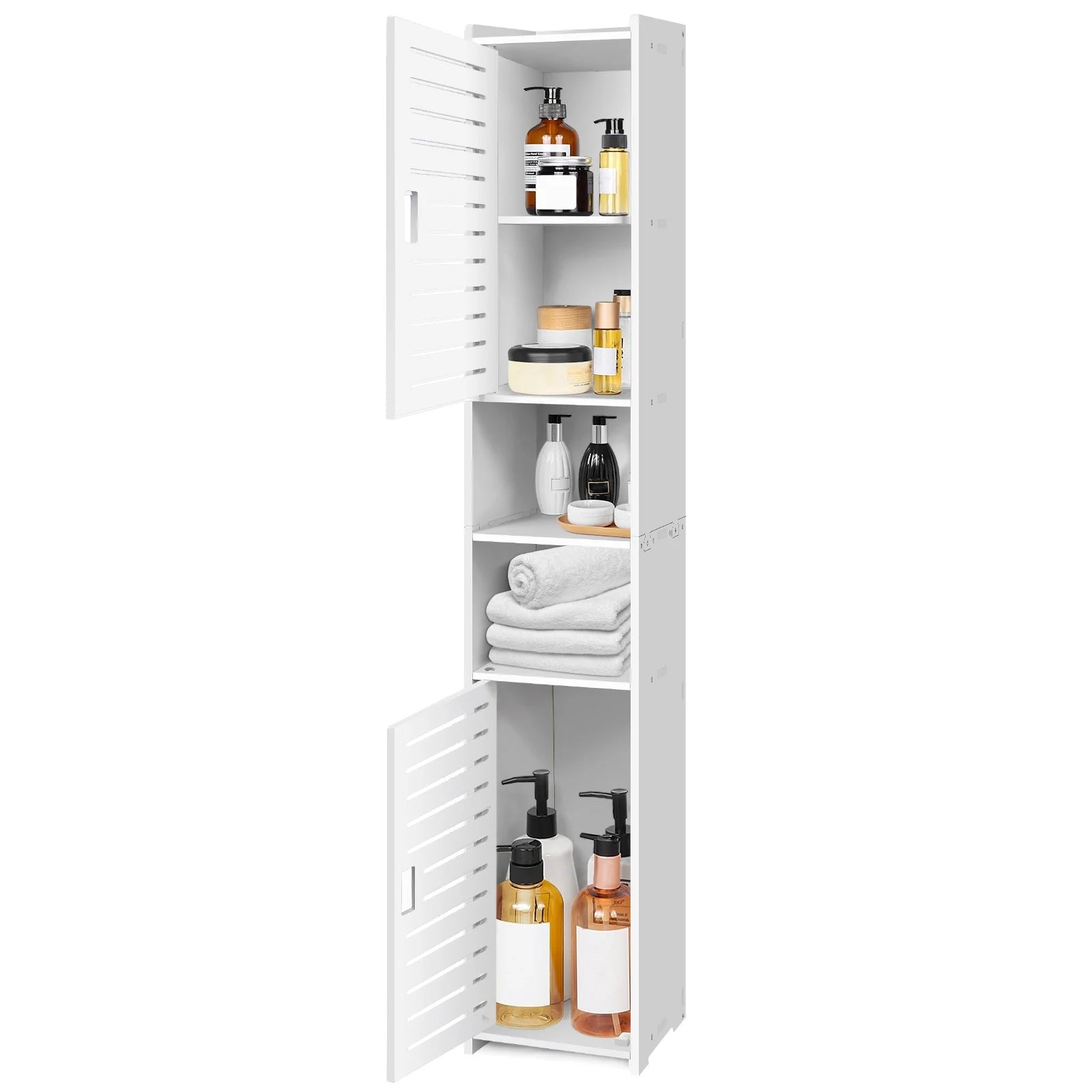 PVC Bathroom Cabinet, Storage Cabinet Unit, Free Standing Floor Cabinet for Living Room,Bedroom,Kitchen,Hallway, White