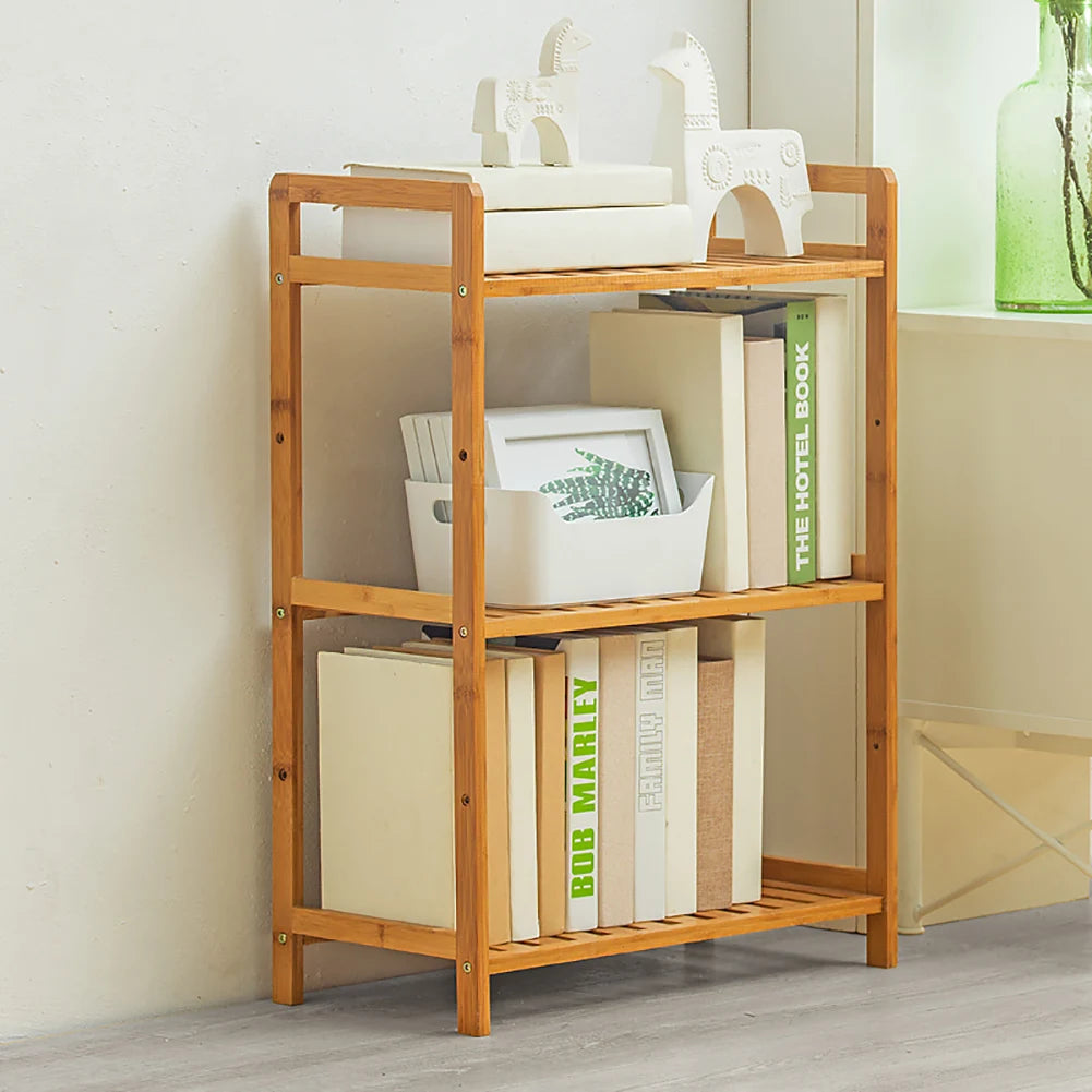 Tiered Bamboo Wood Book Storage Shelf Plant Stand Storage Shelf