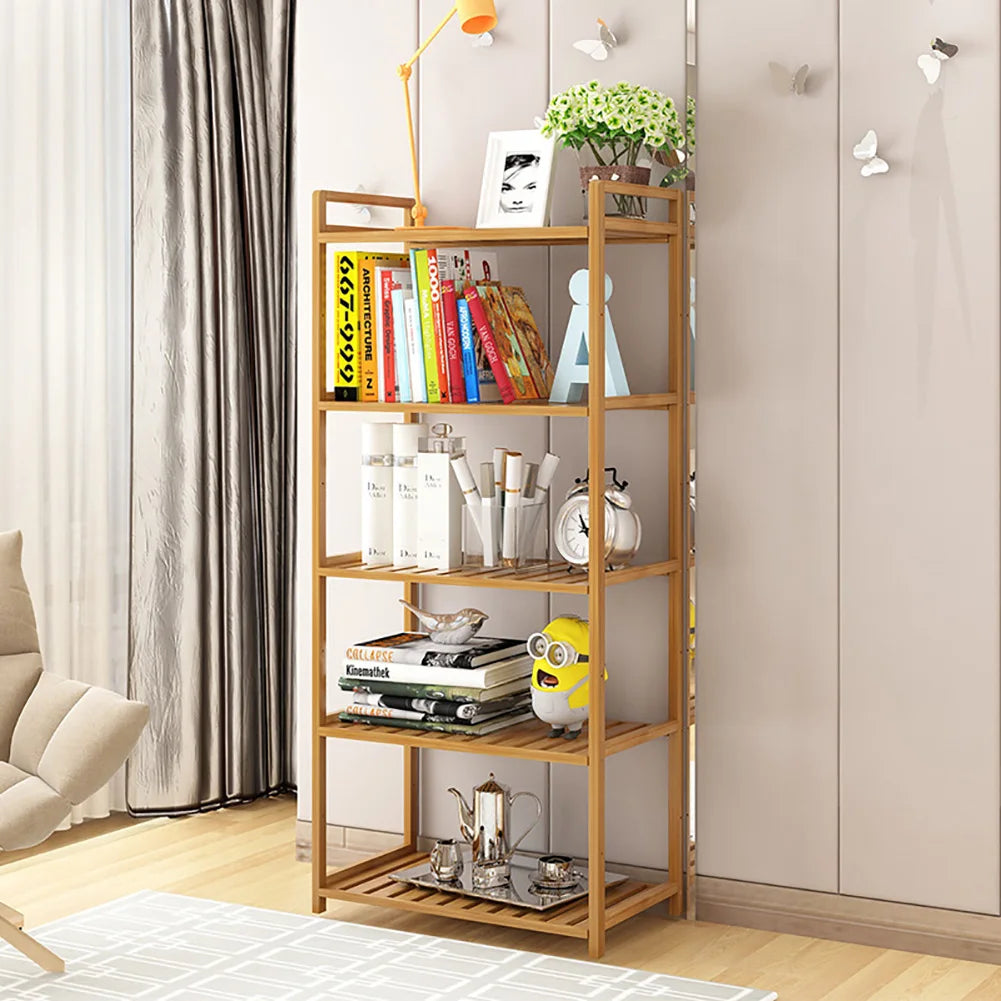 Tiered Bamboo Wood Book Storage Shelf Plant Stand Storage Shelf