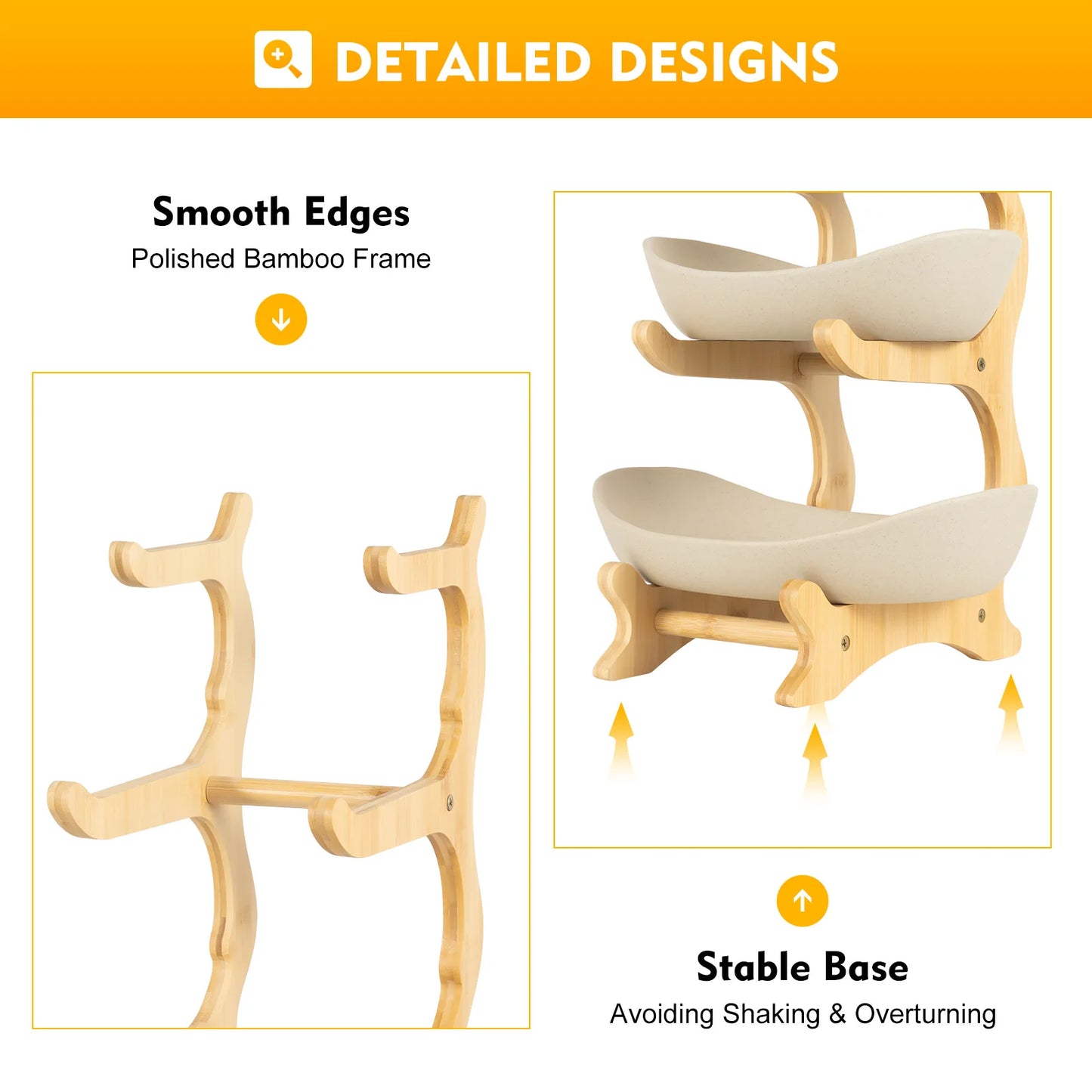 3 Layer Multi-Layer Ceramic Fruit Plate Bamboo Wooden Frame Household Sushi Plate Basket Bowl Holder Vegetables Storage Stand