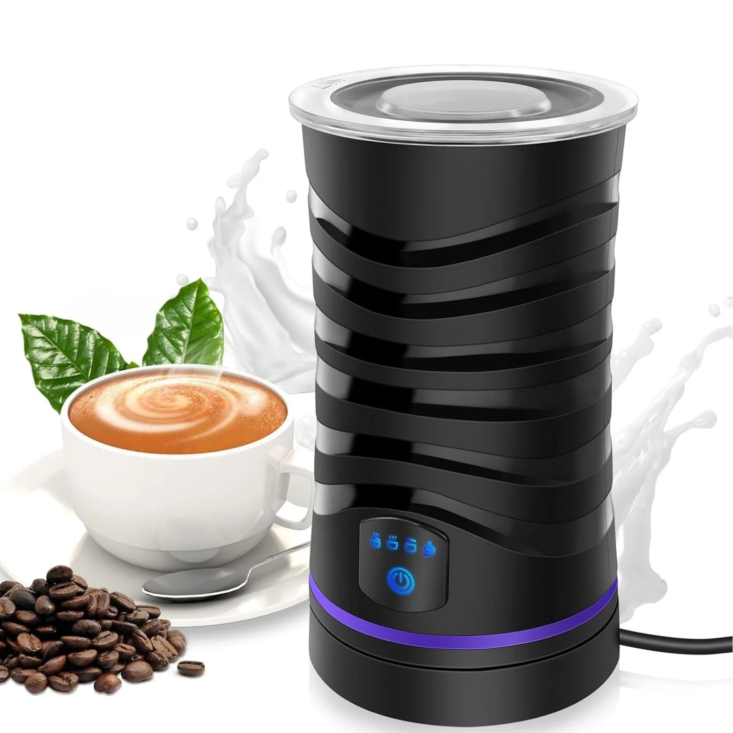 Electric Milk Frother Automatic Shut-Off Coffee Frother Hot and Cold Milk Frother Milk Warmer 600Ml