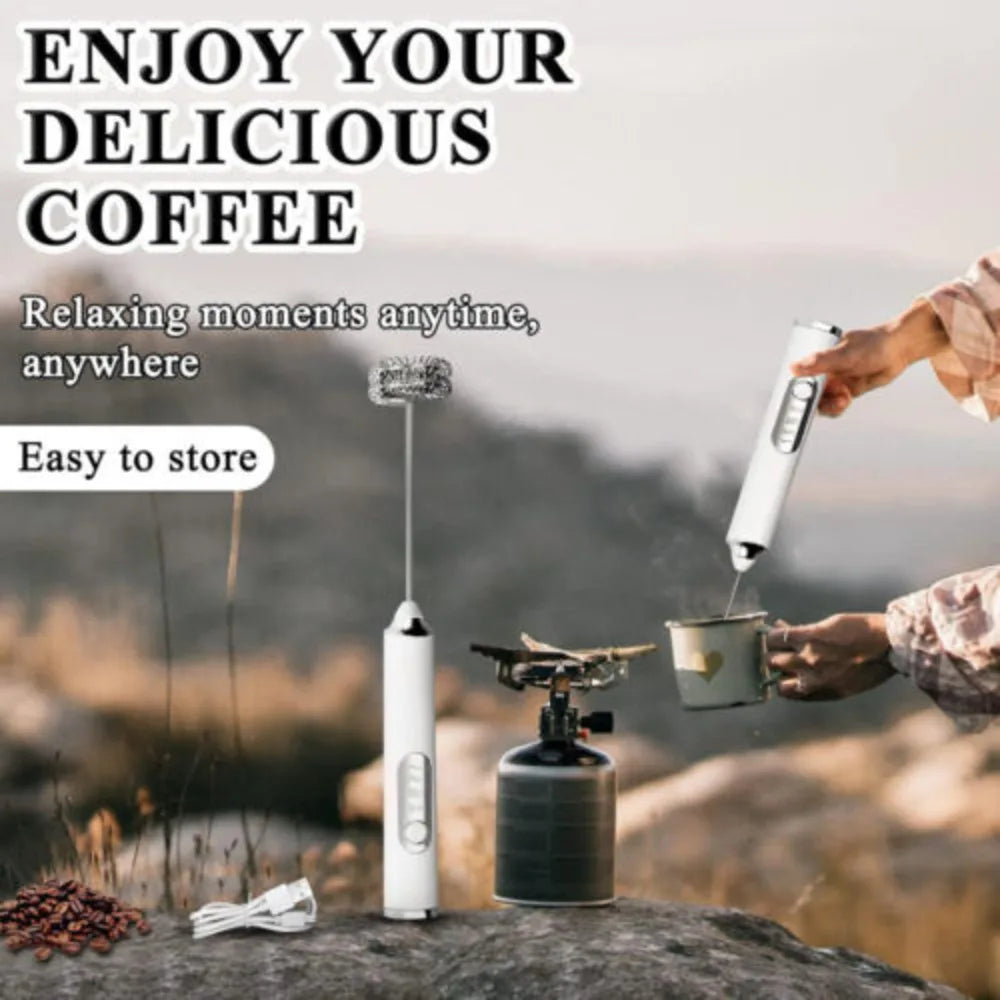 Rechargeable Electric Milk Coffee Frother Whisk Egg Beater Handheld Frappe Mixer