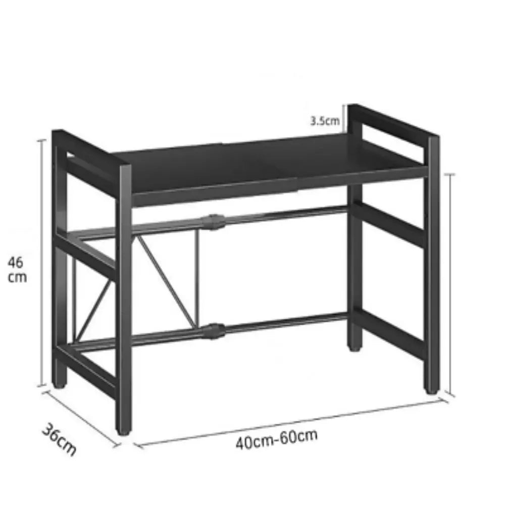 Black Single-Layer Double Bar with 6 Hooks and Extendable Kitchen Storage Rack