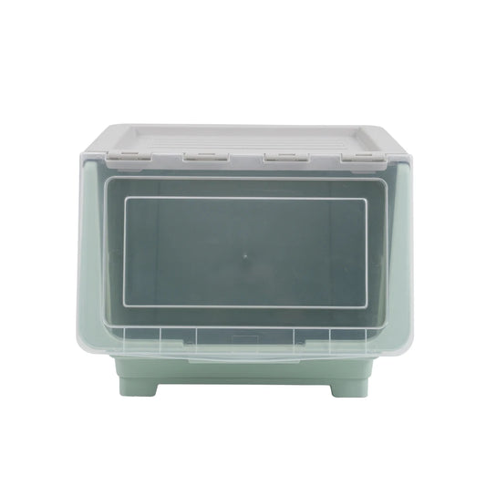 Kidkid 34L Stackable Plastic Storage Box with Lid and Four Smooth Wheels Snacks Crafts Toys Storage Box