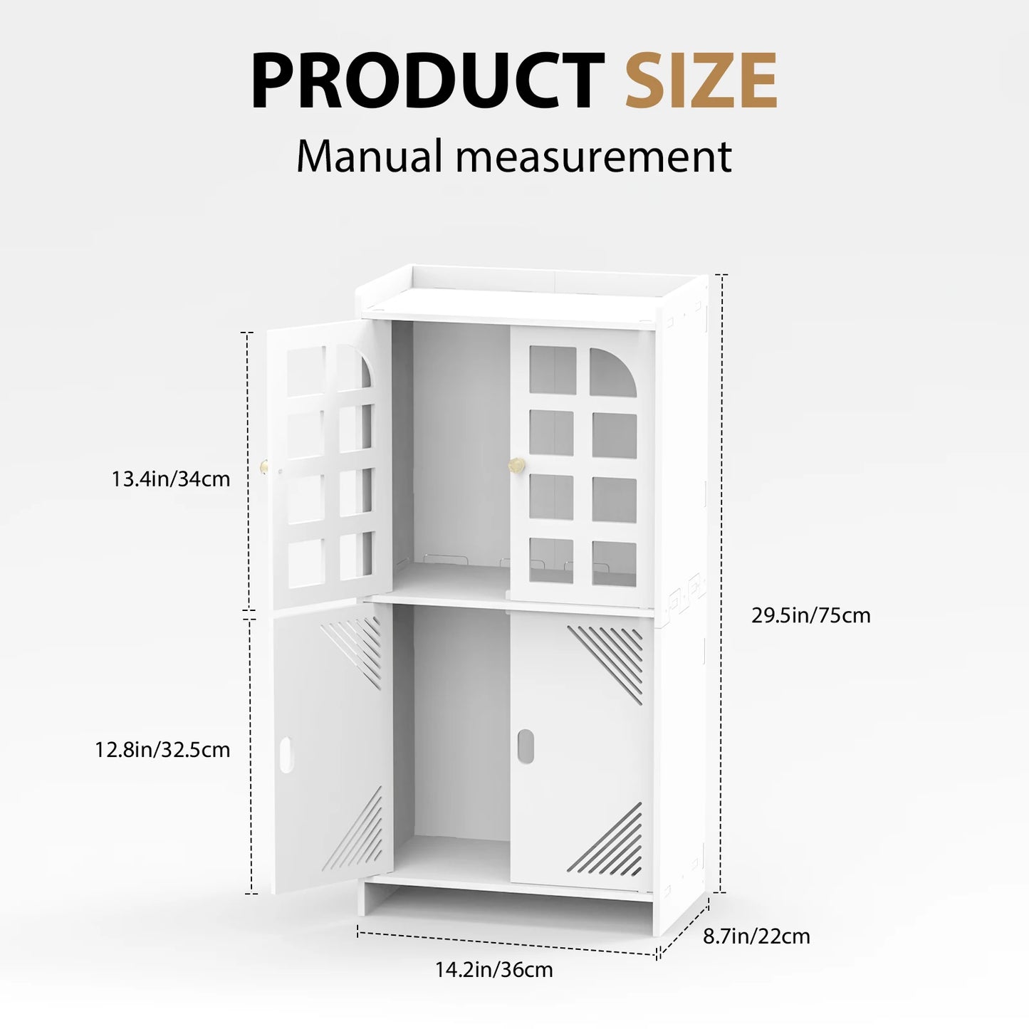 PVC Bathroom Cabinet, Storage Cabinet Unit, Free Standing Floor Cabinet for Living Room,Bedroom,Kitchen,Hallway, White