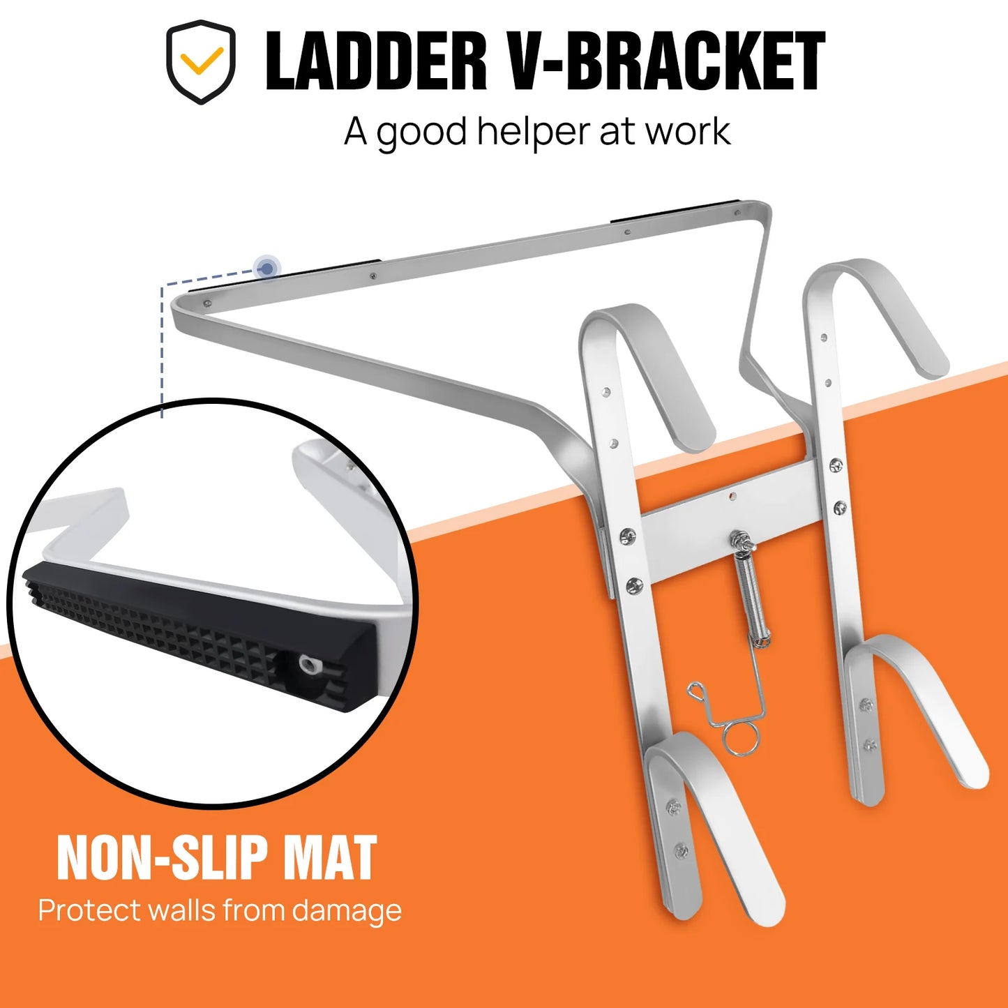 V-Shaped Ladder Stand Off, Alloy Aluminum for Downpipe, Non-Slip Mat, for Universal Ladder, Incease Ladder Safety