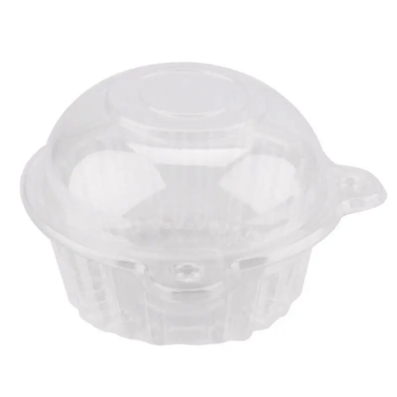 50Pc Plastic Cupcake Muffin Single Cup Cake Holders Boxes Pods Domes Cases Clear