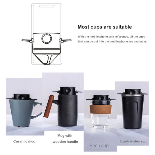 Portable Collapsible Coffee Maker Stainless Steel Pour over Coffee Maker Reusable Coffee Filter Easy to Clean for Travel Camping