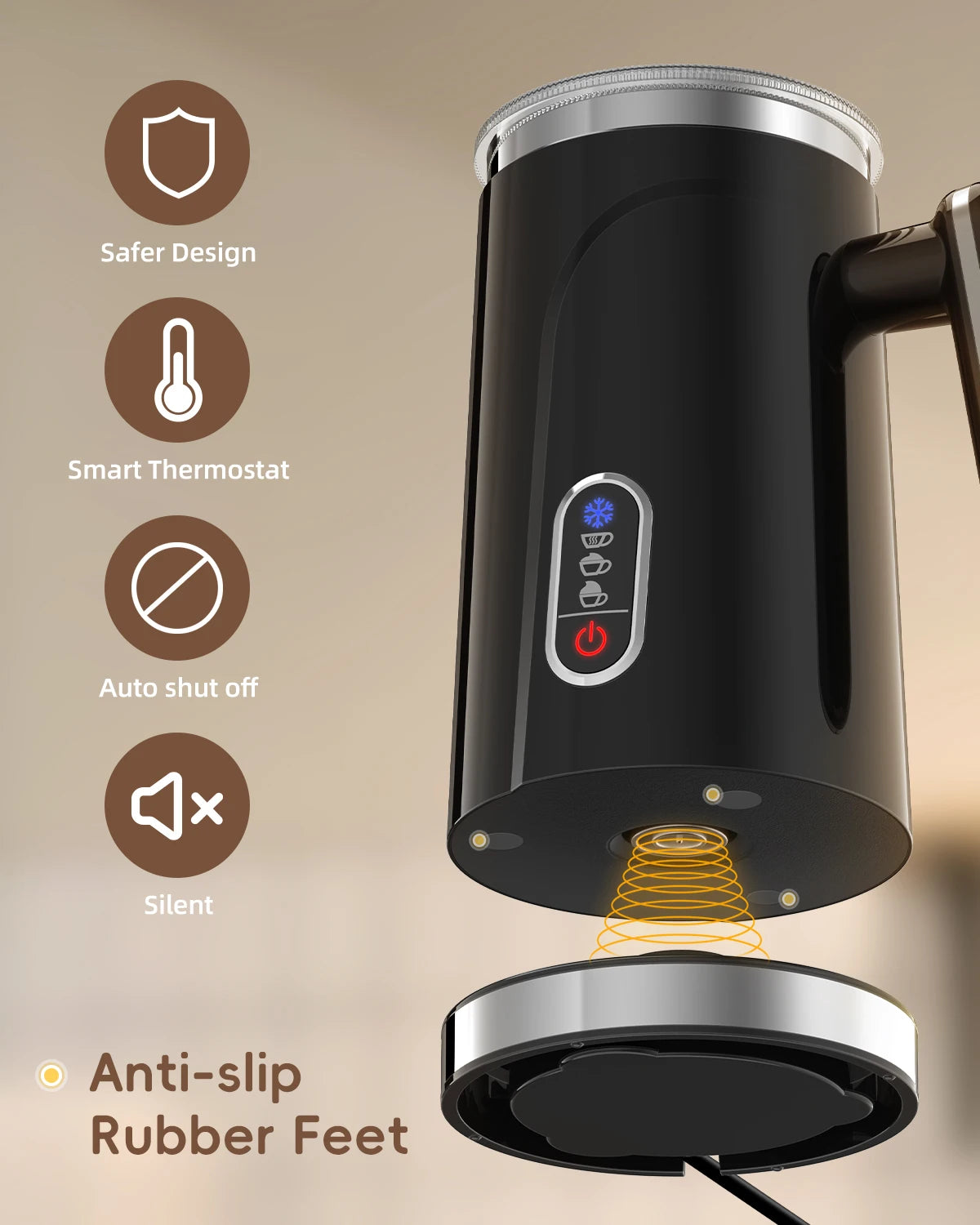 Electric 4 in 1 Automatic Hot and Cold Milk Frother Warmer for Latte, Foam Maker, Hot Chocolates, Cappuccino