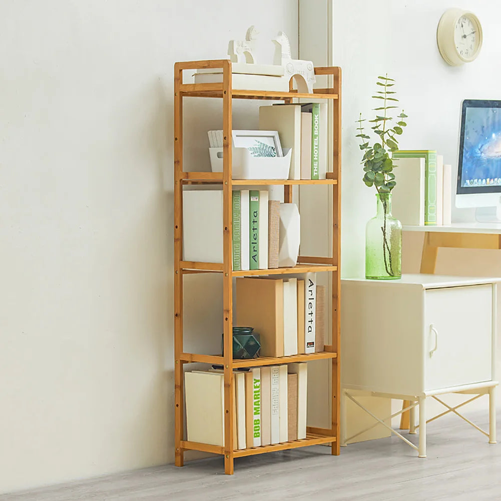 Tiered Bamboo Wood Book Storage Shelf Plant Stand Storage Shelf