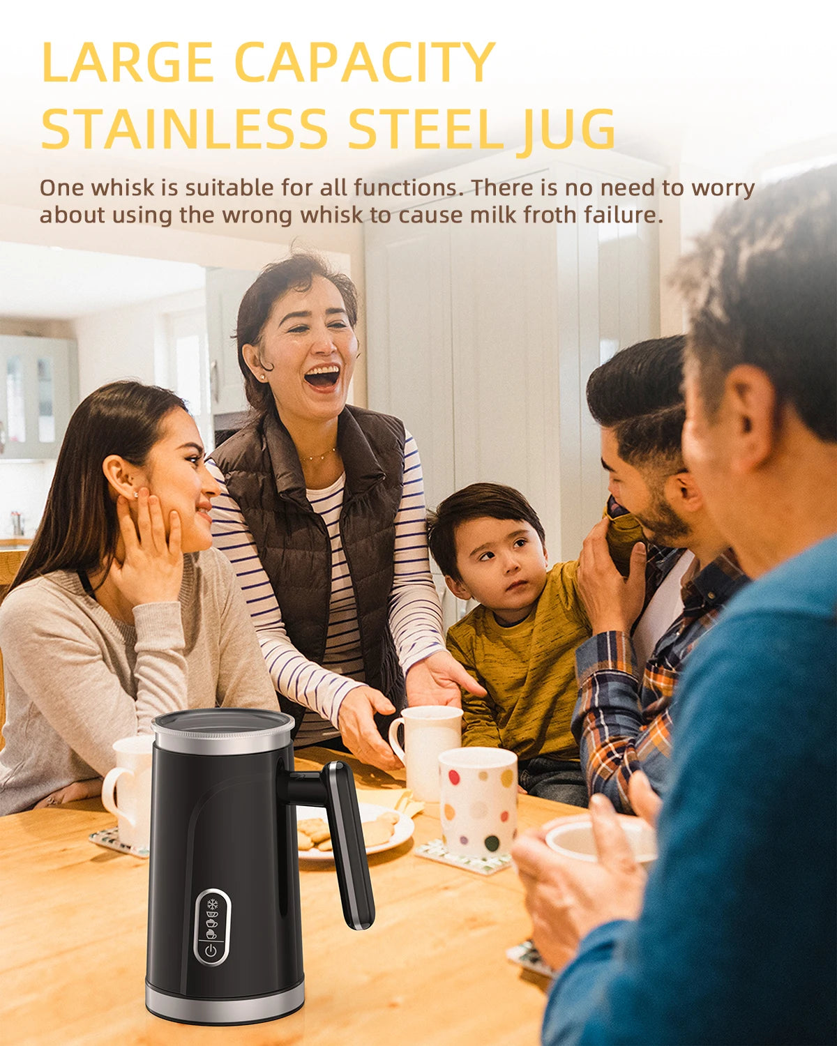 Electric 4 in 1 Automatic Hot and Cold Milk Frother Warmer for Latte, Foam Maker, Hot Chocolates, Cappuccino