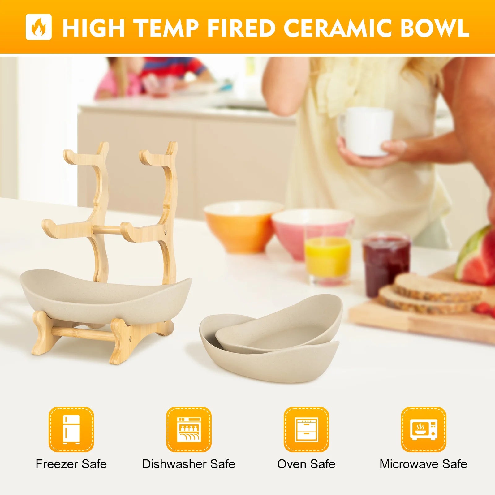 3 Layer Multi-Layer Ceramic Fruit Plate Bamboo Wooden Frame Household Sushi Plate Basket Bowl Holder Vegetables Storage Stand