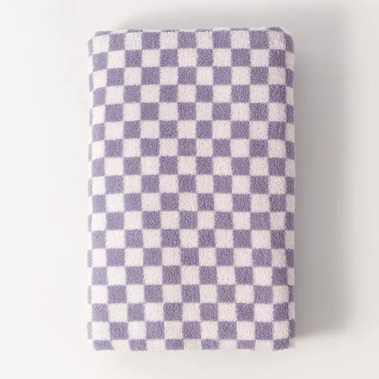 Vintage Plaid Bath Towel Checkerboard Hand Towel Absorbent Face Bathroom Home Hotel Outdoor Comfortable Towels Kawaii