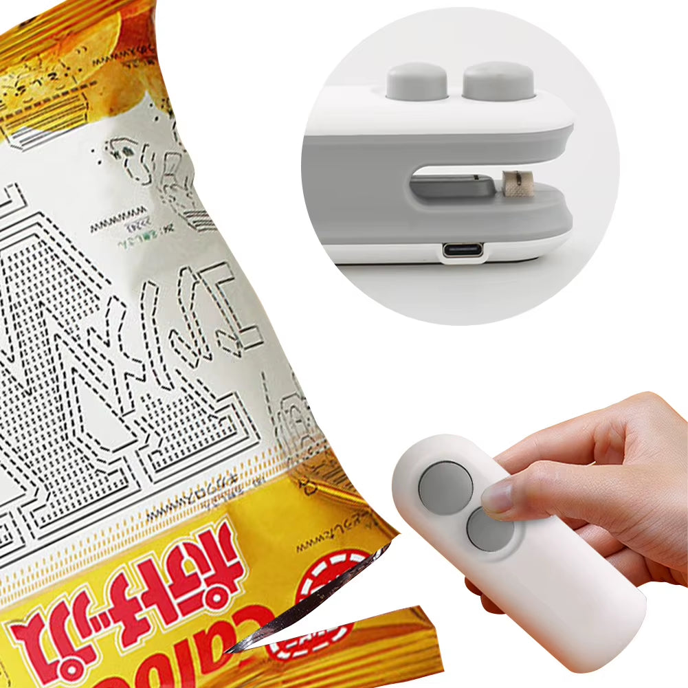 2 in 1 Food Storage Sealer USB Charging Mini Bag Sealer Portable Handheld Heat Vacuum Sealer for Food Preservation