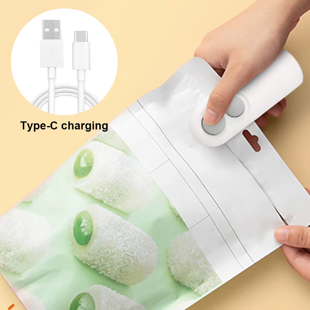 2 in 1 Food Storage Sealer USB Charging Mini Bag Sealer Portable Handheld Heat Vacuum Sealer for Food Preservation