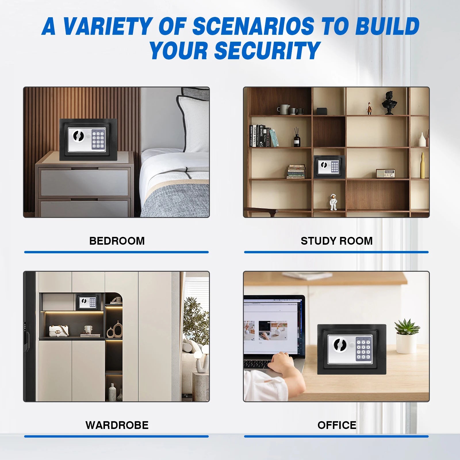 4.6L Digital Steel Electronic Security Box Safes Commercial Cash Money Cabinet with 2 Keys, Box for Office Hotel - Black