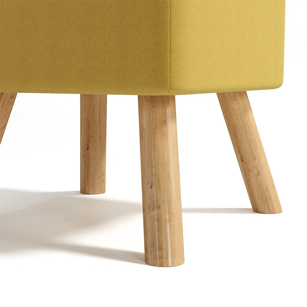 Linen Fabric Padded Household Multifunctional Wooden Leg Footstool