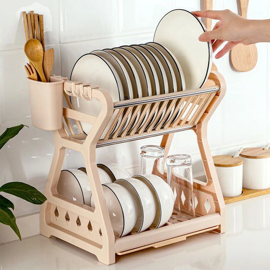 Dish Drying Rack Multilayer Versatile Countertop Plate Bowl Rack Cutlery Holder for Kitchen Countertop Cabinet