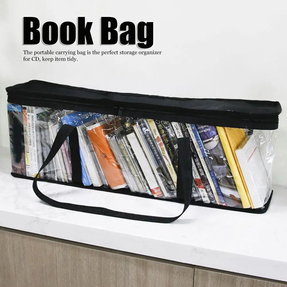 Transparent Large Capacity Portable Organizer Bag for Cds & Book Storage - Ideal Travel & Home Use