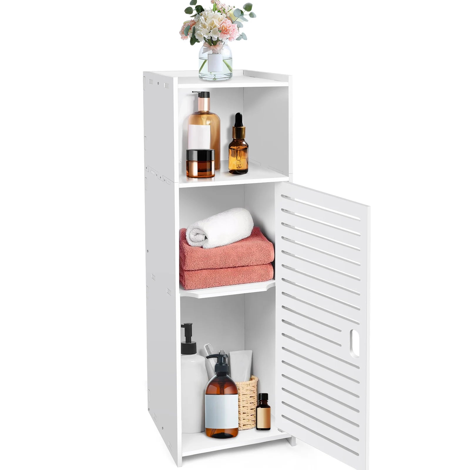 PVC Bathroom Cabinet, Storage Cabinet Unit, Free Standing Floor Cabinet for Living Room,Bedroom,Kitchen,Hallway, White