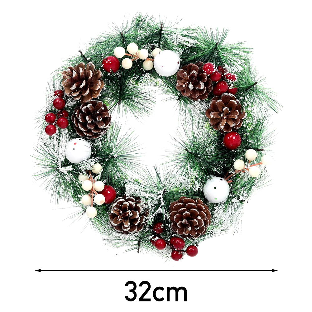 32Cm Snowflake Pine Cone Christmas Artificial Wreath