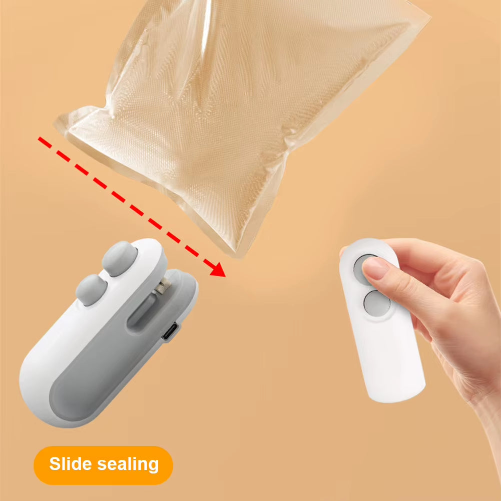 2 in 1 Food Storage Sealer USB Charging Mini Bag Sealer Portable Handheld Heat Vacuum Sealer for Food Preservation