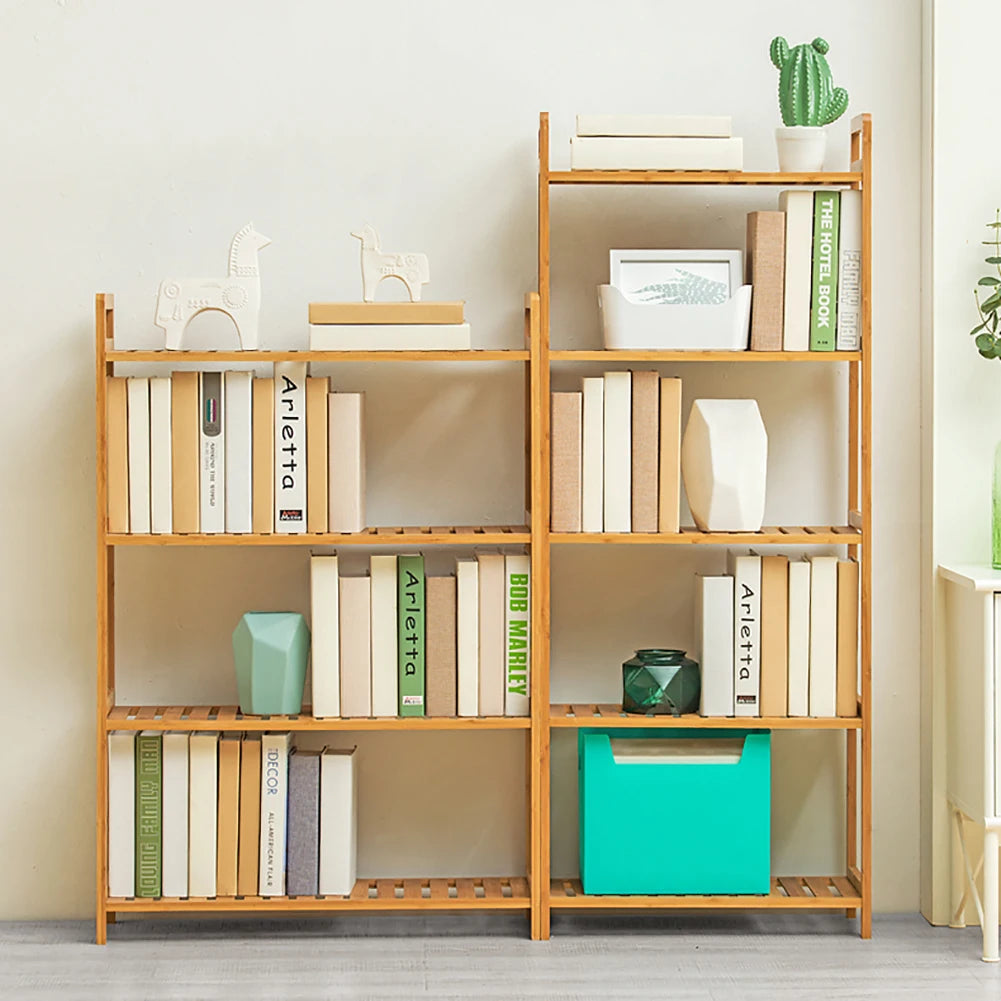 Tiered Bamboo Wood Book Storage Shelf Plant Stand Storage Shelf