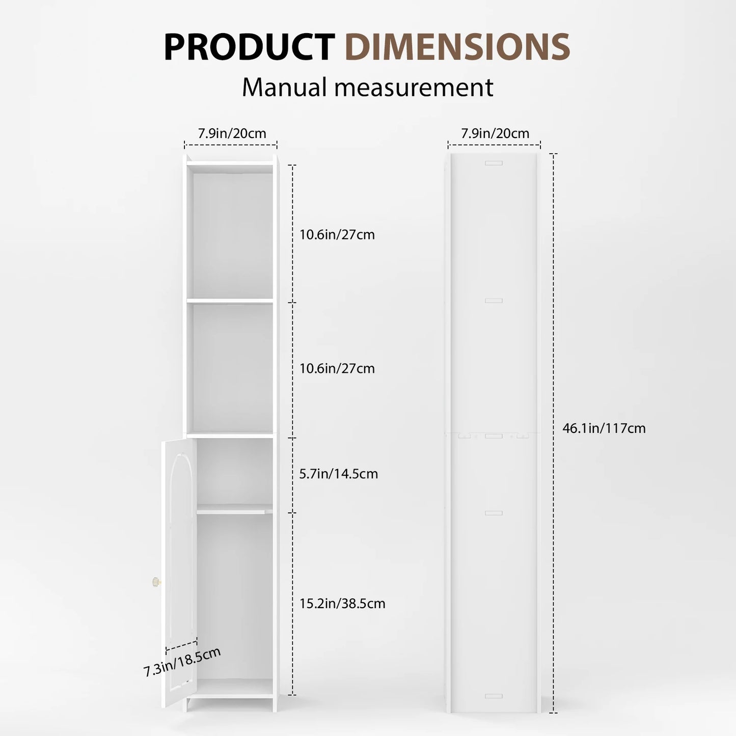 PVC Bathroom Cabinet, Storage Cabinet Unit, Free Standing Floor Cabinet for Living Room,Bedroom,Kitchen,Hallway, White