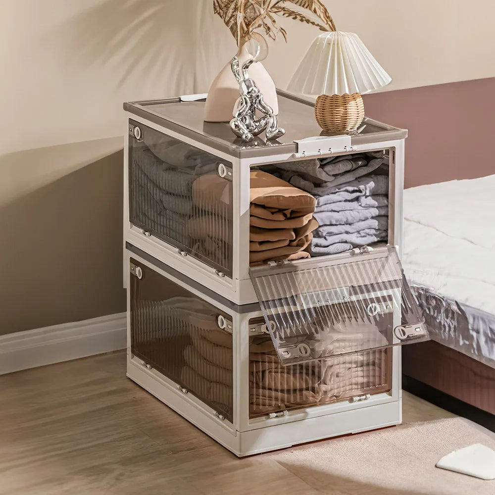 Transparent Folding Storage Box with Wheels