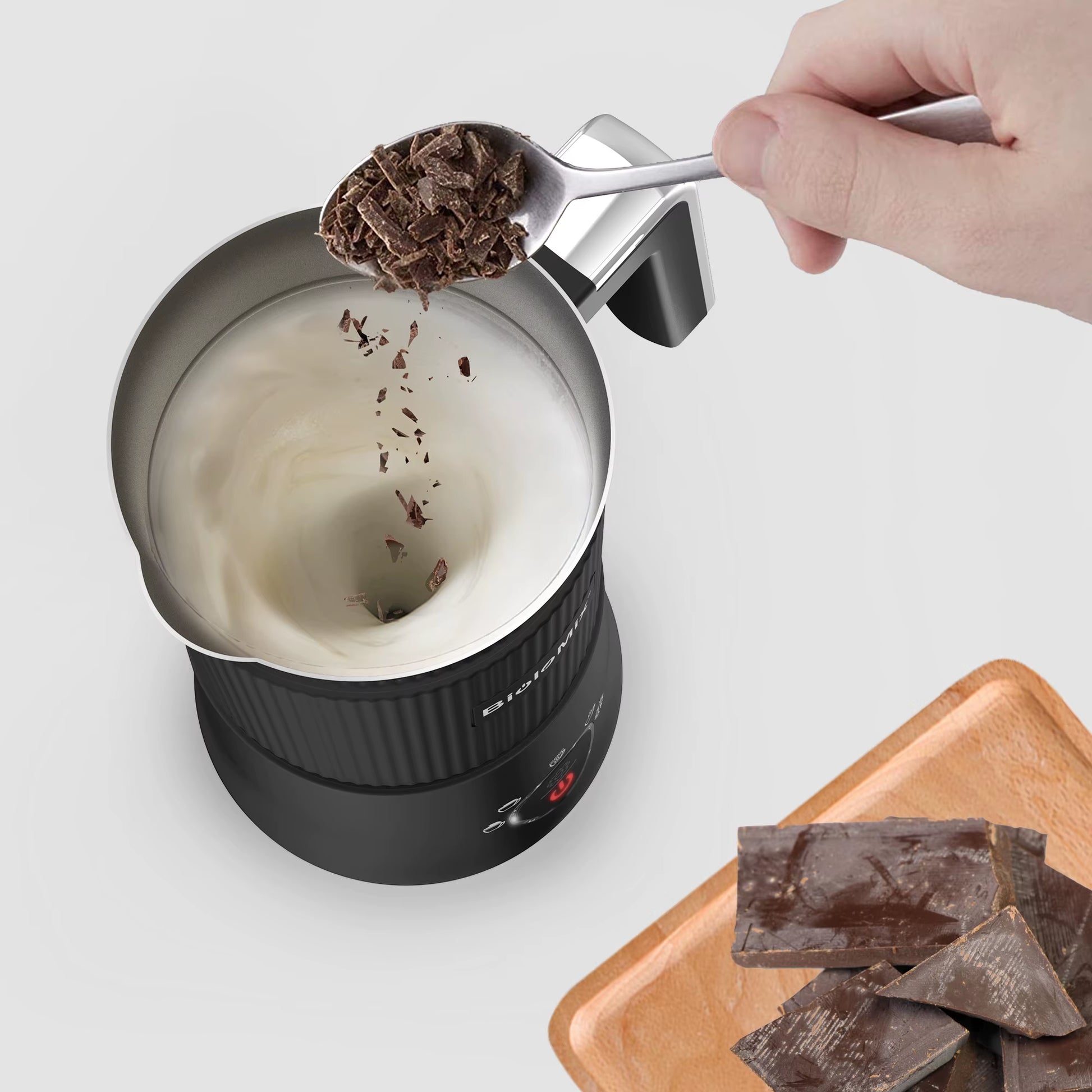 Detachable Milk Frother and Steamer,5-In-1 Automatic Hot/Cold Foam and Hot Chocolate Maker,Dishwasher Safe